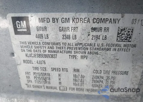 2014 Buick Encore z USA, uszkodzony, nr VIN KL4CJESB5EB693837